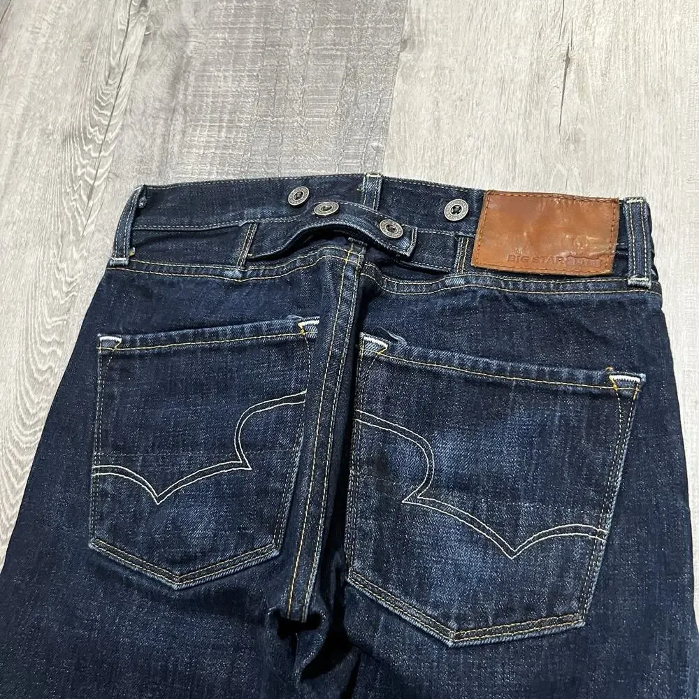 Big Star 1974 Div Slim Fit Mens Jeans Sz 29L Dark Wash Selvedge Denim Indigo